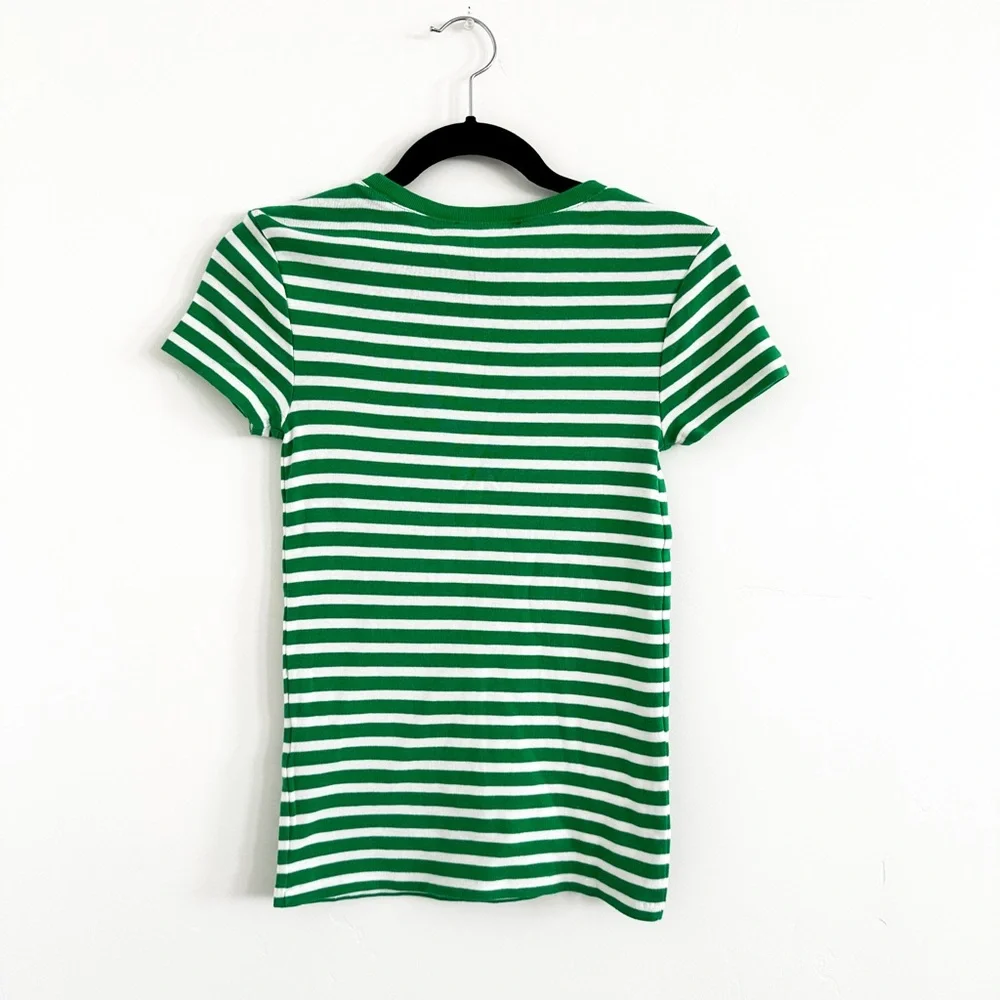 Ralph Lauren Sport Green & White Striped Crew Tee - Picture 3 of 4